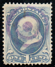 # 156 VF, purple "target" cancel, thin, terrific color!