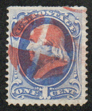 # 156 VF, red "crossroads" cancel, terrific colors!
