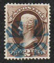 # 157 XF, fancy blue "crossroads" cancel, very nice, GEM!