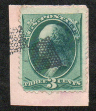 # 158 F-VF JUMBO, on piece, "double diamonds" cancel, robust color!