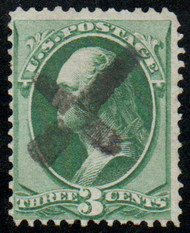 # 158 F-VF, hollowed square in "cross" cancel, bold color!