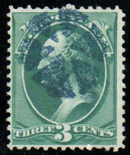 # 158 VF, blue "circle of triangles" cancel, vivid color!