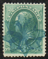# 158 VF, fancy blue "flower" cancel, spectacular colors!