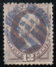 # 162 F-VF, sock on the nose blue "grid" cancel, fresh color!