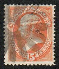 # 163 F-VF, hollowed center "floral" cancel, eye popping color!