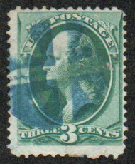 # 184 F-VF,  blue "cross roads" cancel, vivid color!