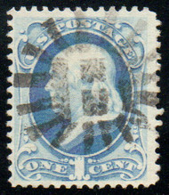 # 156 F-VF, negative "B in sunburst" cancel, spectacular color!