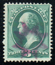 # 158 F-VF, magenta "sunburst" cancel, robust color!