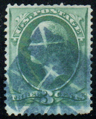 # 158 VF, blue fancy geometric cancel, very nice!