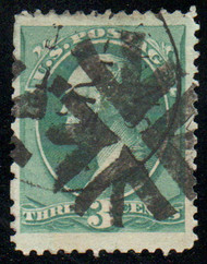 # 158 VF+, fancy "arrow crossroads" cancel, rich color!