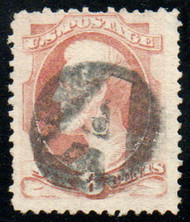 # 186 F-VF, negative "A in circle" cancel, pinhole, fresh color!