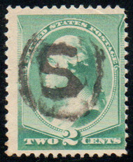 # 213 Fine+, "s in circle" cancel, corner crease, vivid color!