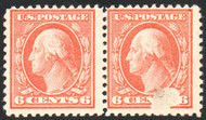 # 506 F/VF OG LH, Pair, right single with color VOID from foreign matter, Interesting!