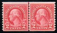 # 599b XF OG NH, Line Pair, w/PSE (05/08) CERT, CARMINE LAKE SHADE, a well centered line pair of this elusive shade, only buy with a certificate as many altered stamps exist, SUPER!