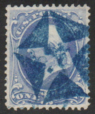 # 156 XF, negative blue "star in pentagon" cancel, well centered, CHOICE!