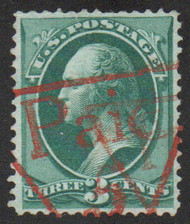 # 158 VF/XF, red "PAID 5 in triangle" cancel, small tear, nicely centered, CHOICE!
