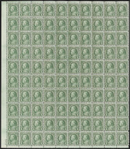 # 581 1c Washington, perf 10, F/VF OG NH, Sheet of 100, Nice!