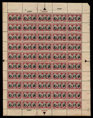# 703b VF to XF OG NH, DEEP DARK LAKE, w/PF (09/25) CERT, Full Sheet of 50,  Position 21-23, 26-28 gum disturbances from folding,  extremely well centered for this color error, as most 703bs's are just Fine, both PB's are VF/XF!  A RARE SHEET!
