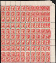 # 301 2c Washington, F/VF OG NH/Hr, 92 stamps are NH, some reinforced perforations, Fresh color and Rare intact sheet!