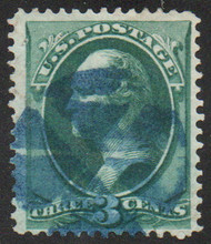 # 158 F/VF, blue cancel, lovely color!
