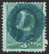 # 158 F/VF, JUMBO, S-O-N negative blue "D" cancel, great color!