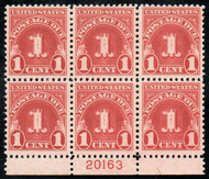 #J 70 VF+ OG NH, well centered plate block