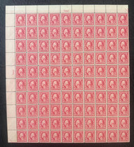 # 505 F/VF OG NH, DOUBLE ERROR SHEET, sheet of 100 with two errors, faint gum spots on two stamps which do not detract or touch the Error block of 12, SUPER NICE!