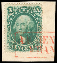 #  31 F/VF for issue, w/PF (01/14) CERT, type I, rare "Aachen, France" boxed cancel in red, terrific color and price!