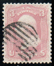 # 64 XF, w/PF (02/92 and 04/88) CERTS, a well centered single with grid cancel, fresh pink color, Ex Koppersmith and Saadi, SELECT!