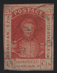 Hawaii # 6 VF, w/PF (03/26) CERT, faint blue city date stamp, VERY NICE STAMP!