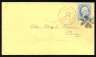 # 182 F/VF, fancy four hearts cancel, Waterbury, Ct