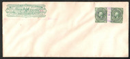 Local Wells Fargo Mexico, Mexico cover Wells Fargo imprint Europe NY 2x 12c green Hidalgo 1888, Very Fresh!