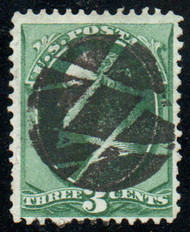 # 158 Fine+, S-O-N masonic cancel, spectacular color!