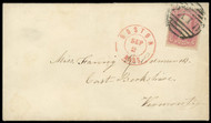#  64a VF pigeon blood pink. w/PF (10/05) and PSE (12/04) CERTS, tied by large "Paid" grid cancel, Very Fine and RARE shade!!