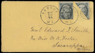 #  73a F/VF, w/PF (06/15) CERT, diagonal bisect, used as 1¢ as part of 3¢ rate. Very Fine and Choice Bisect!