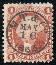 #R  4c Fine+, S-O-N bold hand cancel, rich color, amazing strike!