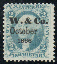 #R 13c Fine+, printing cancel, rarer cancel, lovely color!