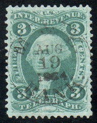 #R 19c XF-SUPERB, S-O-N hand cancel, robust color, SELECT!
