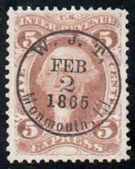 #R 25c XF, S-O-N hand cancel, vivid color!