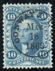 #R 33c VF+, S-O-N hand cancel, terrific color!