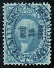 #R 37c VF/XF, S-O-N blue hand cancel, outstanding color!