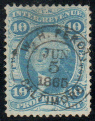 #R 38c F/VF, S-O-N hand cancel, thin, beautiful color!
