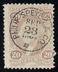 #R 41c Fine, S-O-N hand cancel, pinholes, lovely color!