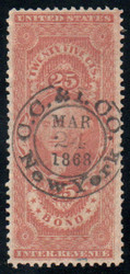#R 43c VF+, S-O-N hand cancel, great color!
