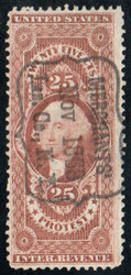 #R 49c F/VF, S-O-N hand cancel, pinhole, bold color!