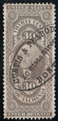 #R 51c VF+, hand cancel, vivid color!