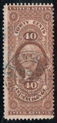 #R 53c Fine+, S-O-N hand cancel, pinholes, nice color!