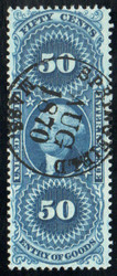 #R 55c VF, bold hand cancel, bold color!