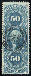 #R 63c F/VF, S-O-N well struck hand cancel, bold color!