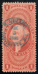 #R 68c VF, blue hand cancel, eye popping color!
